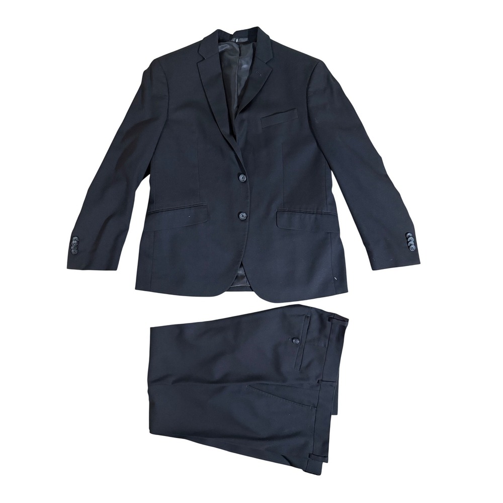 Kenneth Cole Mens Black Two Piece Suit Blazer 40S and Pants 34X32